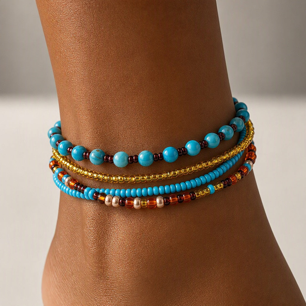 WARM SUNSET anklet stack
